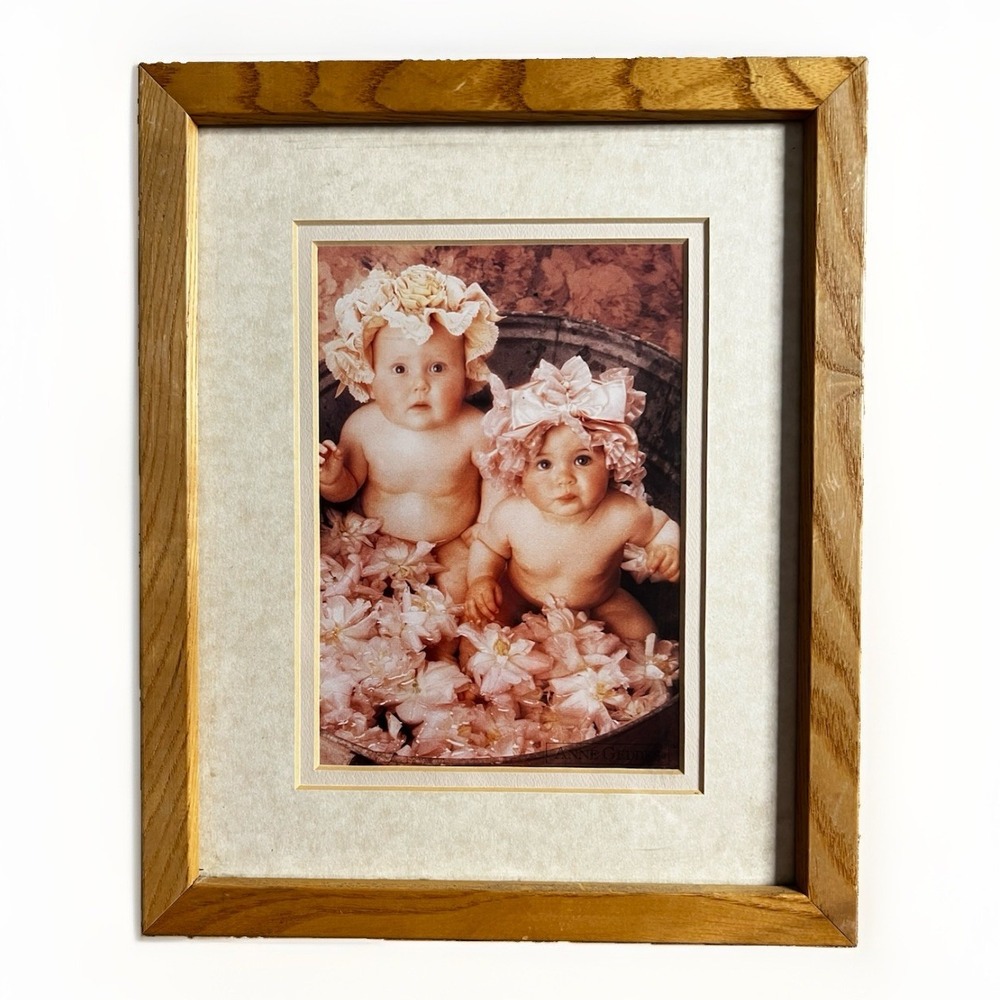 Anne Geddes Washtub II Baby Print Portal Frame Matte Vintage Nursery Lithograph